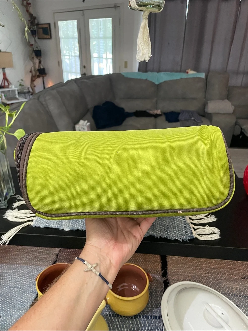 Rachael Ray Lime Green Striped Carry Case